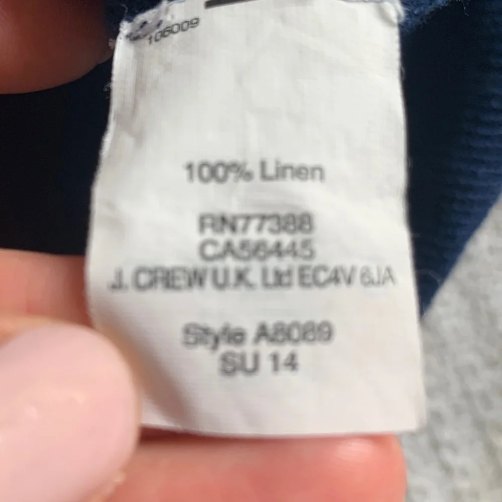 J.Crew navy blue linen crewneck sweater with three-quarter sleeves size small